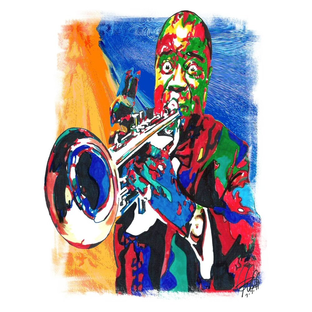 Louis Armstrong Trumpet Dixieland Jazz Music Poster Print Wall Art 18x24